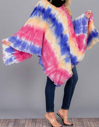 Funteze - Tie Dye Fringe Poncho
