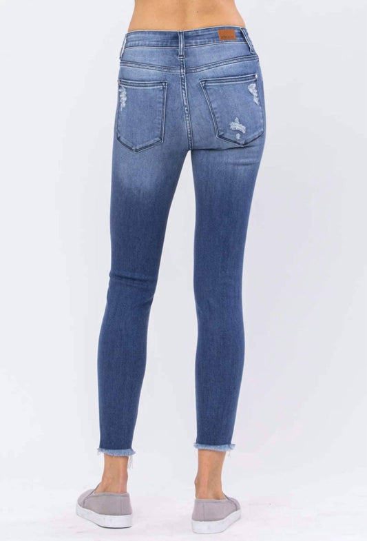 Judy Blue - Women's High Rise Destroyed Hem Skinny Denim Jeans