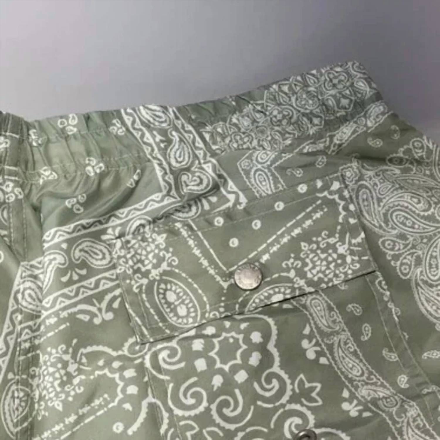 Bather Men's Paisley Lined Swim Trunks in green white - men's swimwear - view 4