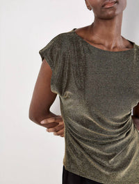 Apricot - Sparkle Side Ruched Jersey Top