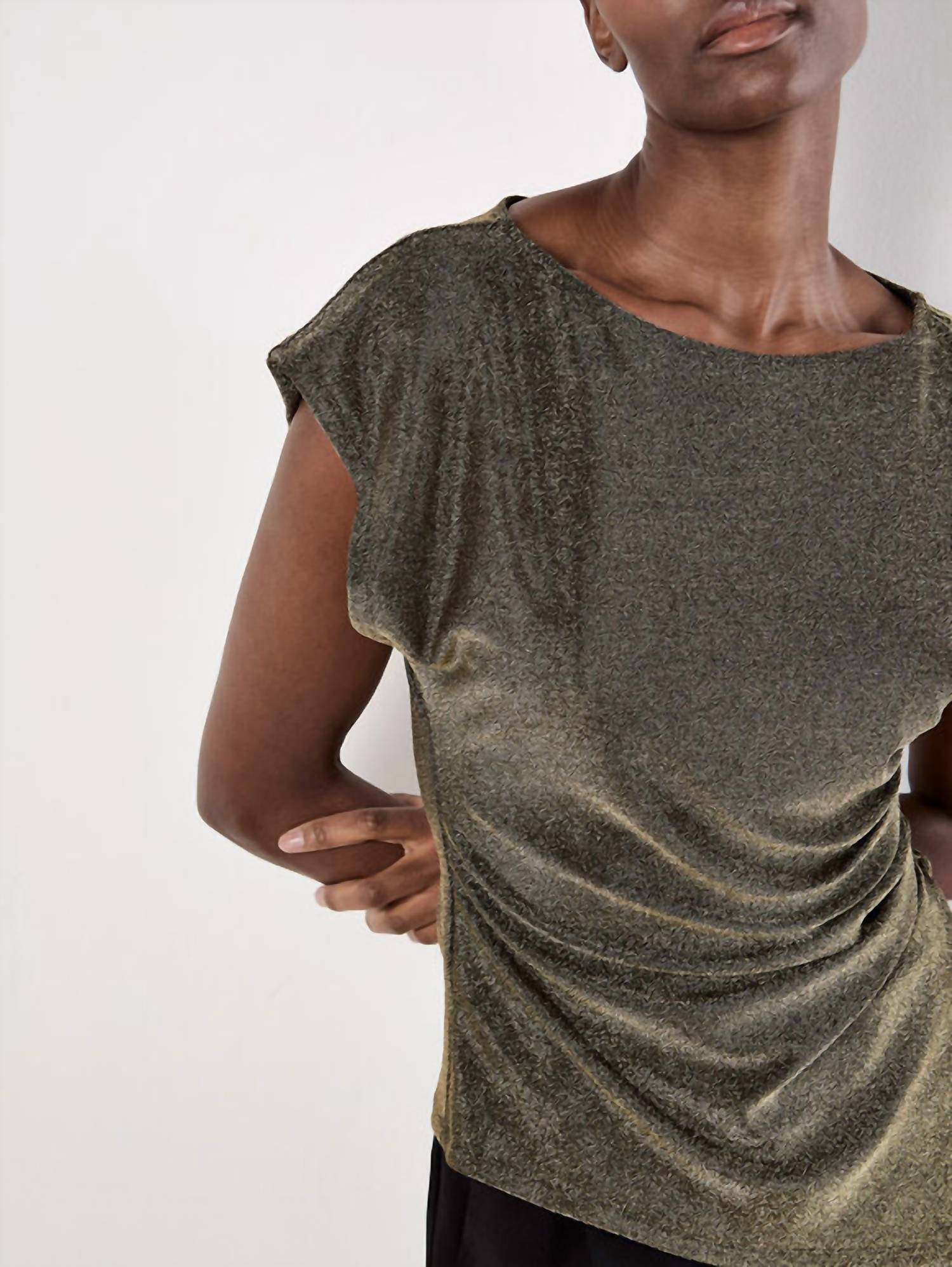Apricot - Sparkle Side Ruched Jersey Top