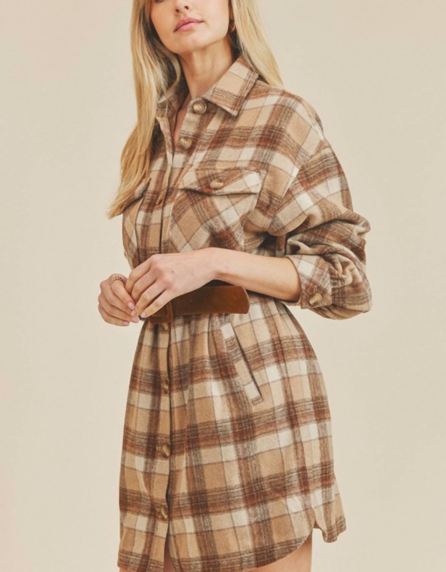 Paper Crane - Benny Plaid Shirt Dress