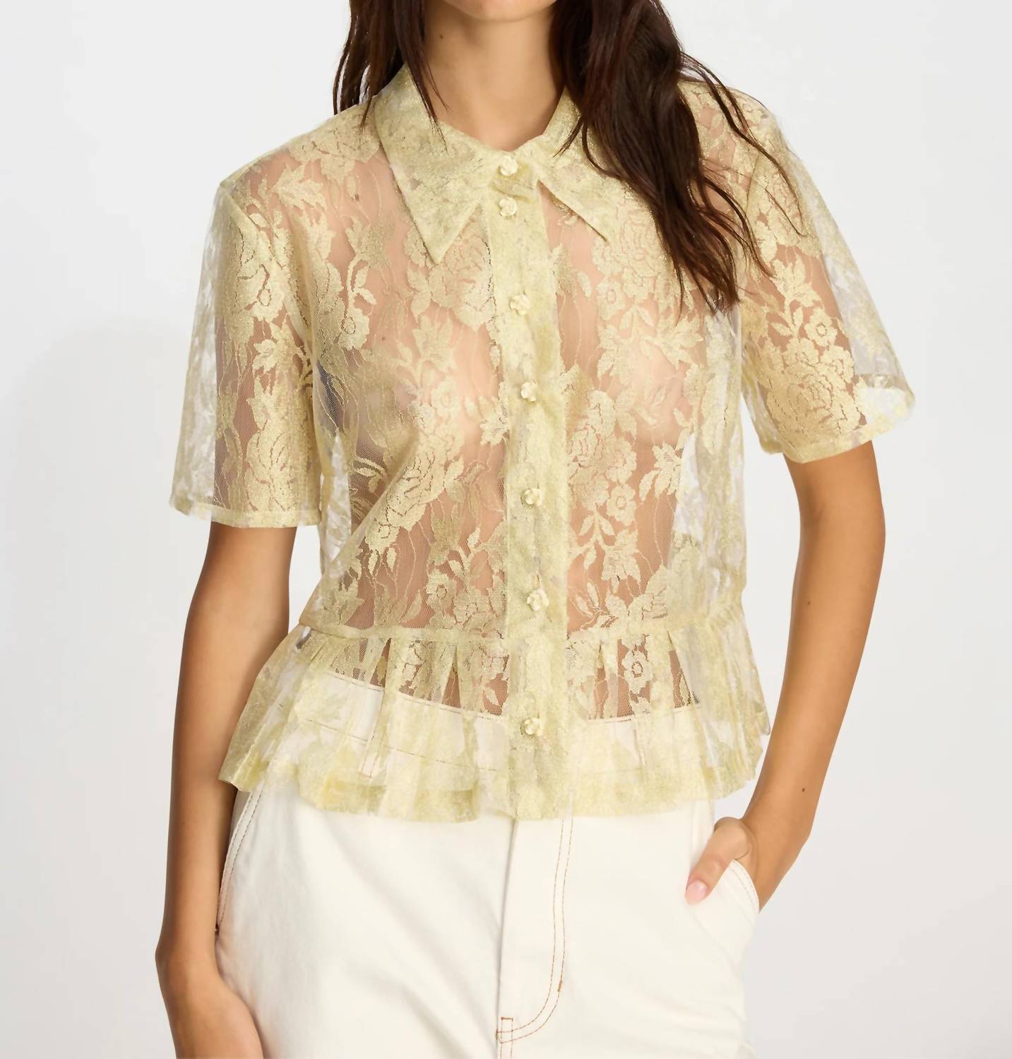 Munthe - Bustona Lace Button Down Top