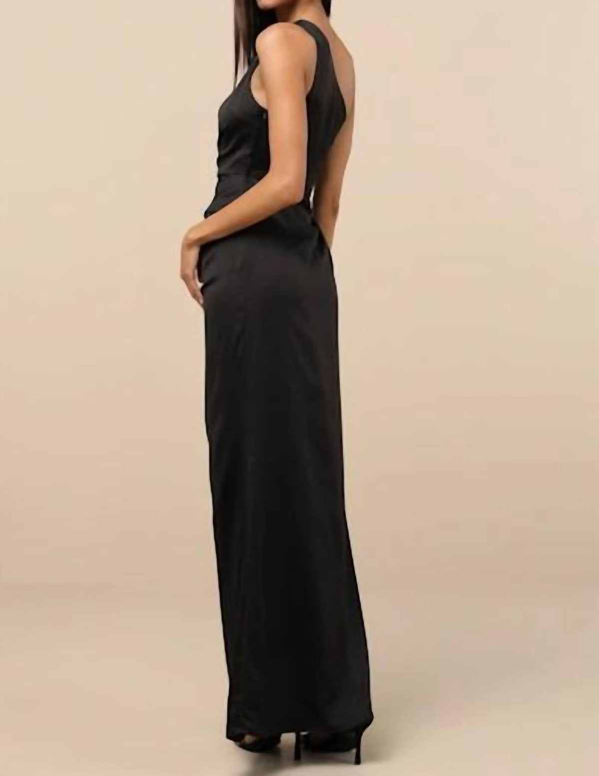 Lulus - Dreaming Of Elegance Satin One-shoulder Maxi Dress