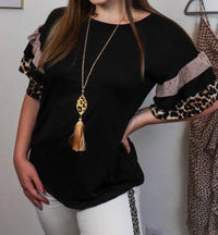 Celeste - Cheetah Ruffle Sleeve Top