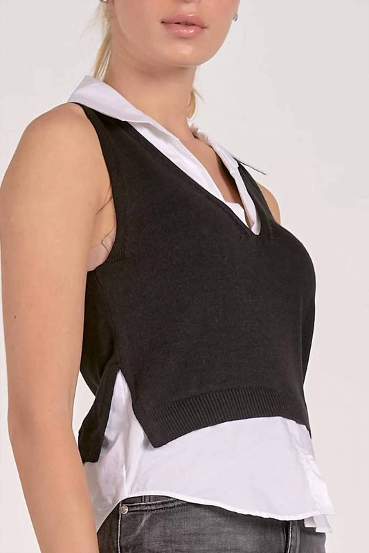 Elan - Sleeveless V Neck Layered Sweater