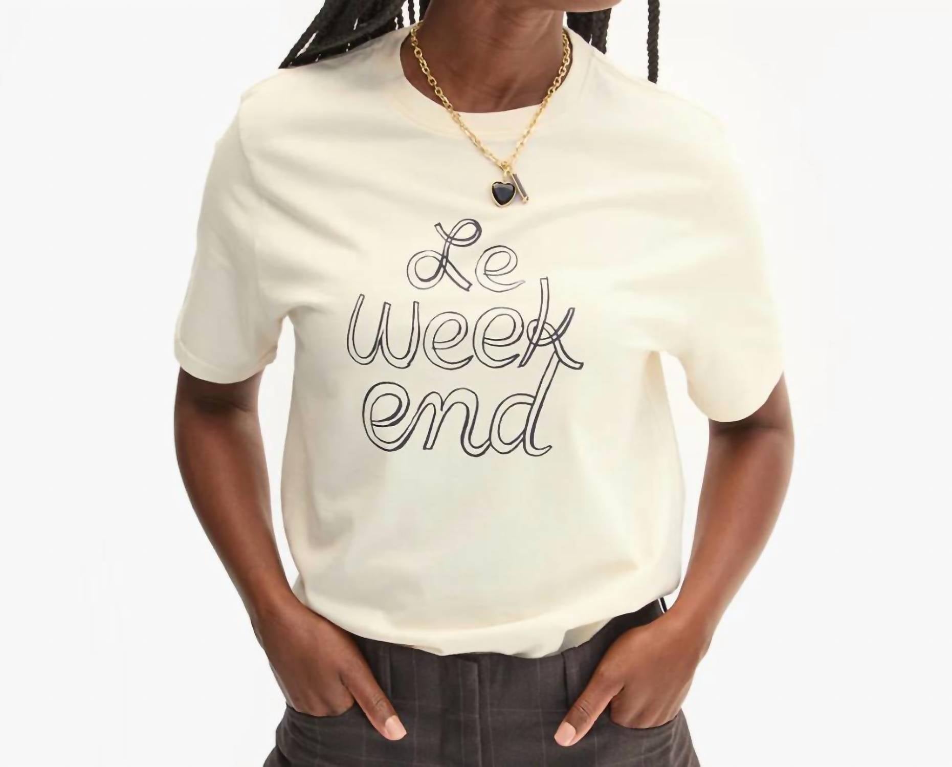 Clare V. Le Weekend Original Tee Shirt in cream navy - women's t-shirt
