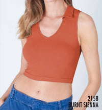 Nikibiki - Ribbed Knit Polo Neck Top