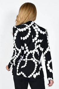 Frank Lyman Beata Abstract Chain Print Blazer in black - women's jacket - detail view