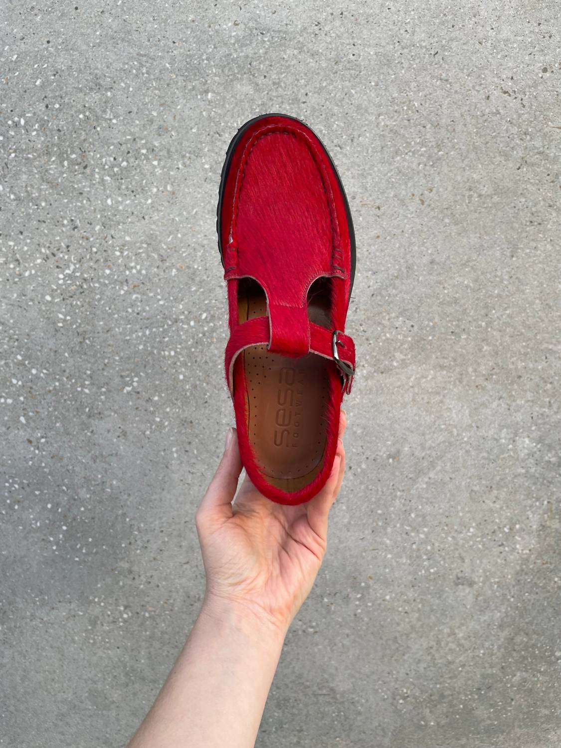 Sesa Footwear - Women's Providence Hairy Calfskin T-strap Loafer