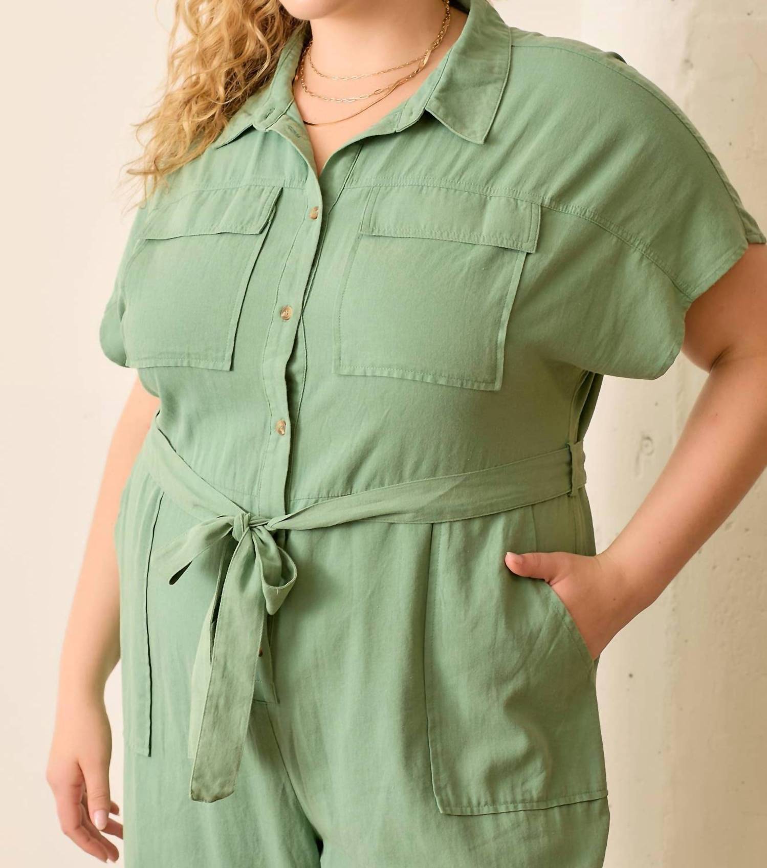 Polagram - Celina Button Front Jumpsuit - Plus