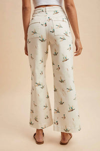 Anniewear - Daisy Duck Mallard Printed Wide Leg Jeans