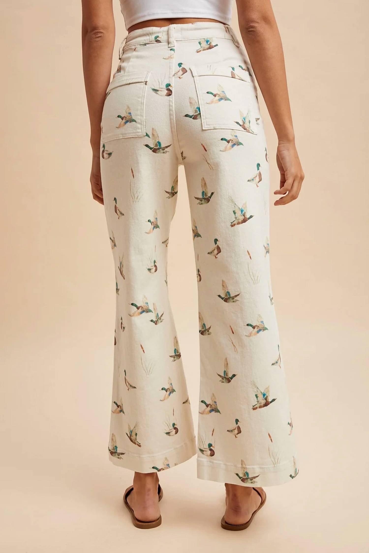 Anniewear - Daisy Duck Mallard Printed Wide Leg Jeans