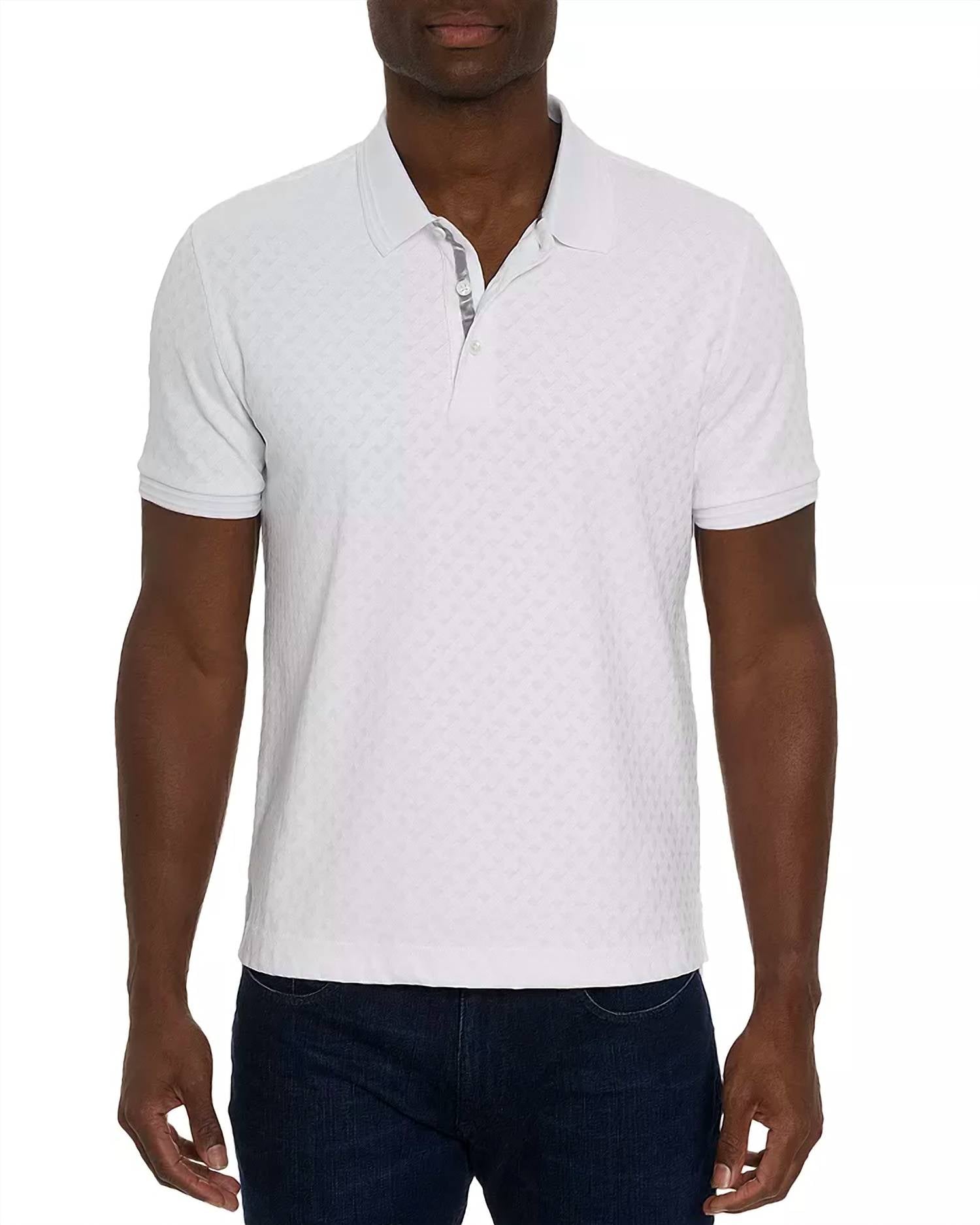 Robert Graham Elias Classic Fit Short Sleeve Polo Shirt in white - men's shirt