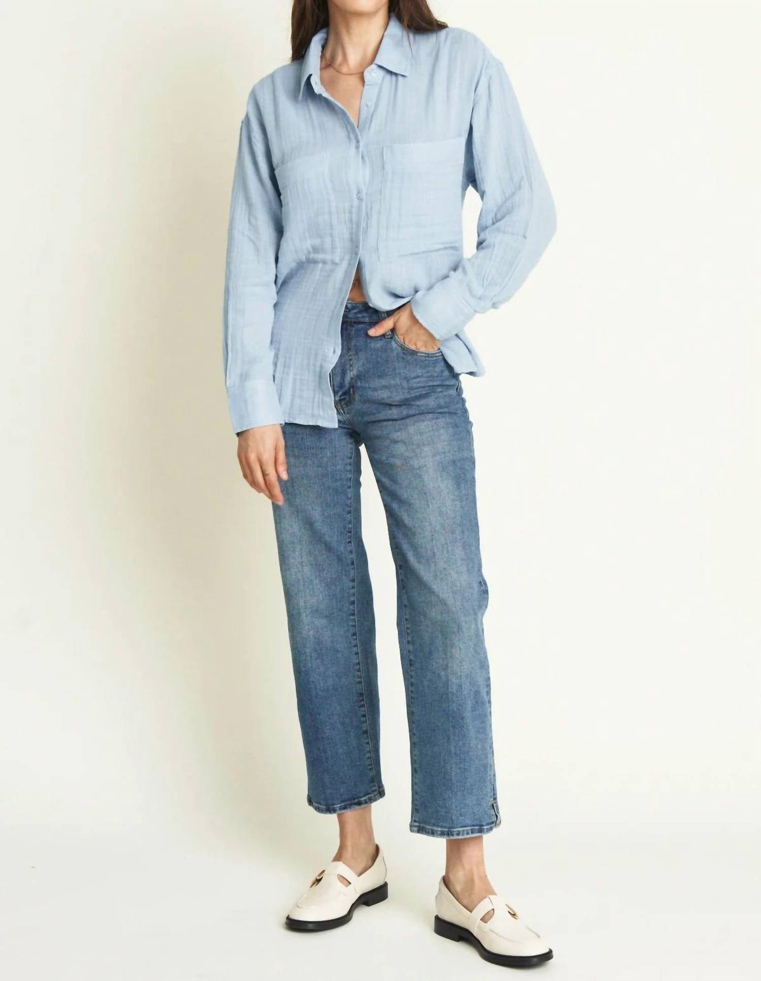 Oliver Logan Hirise Wide Leg Crop Denim Jeans in blue - women's jeans