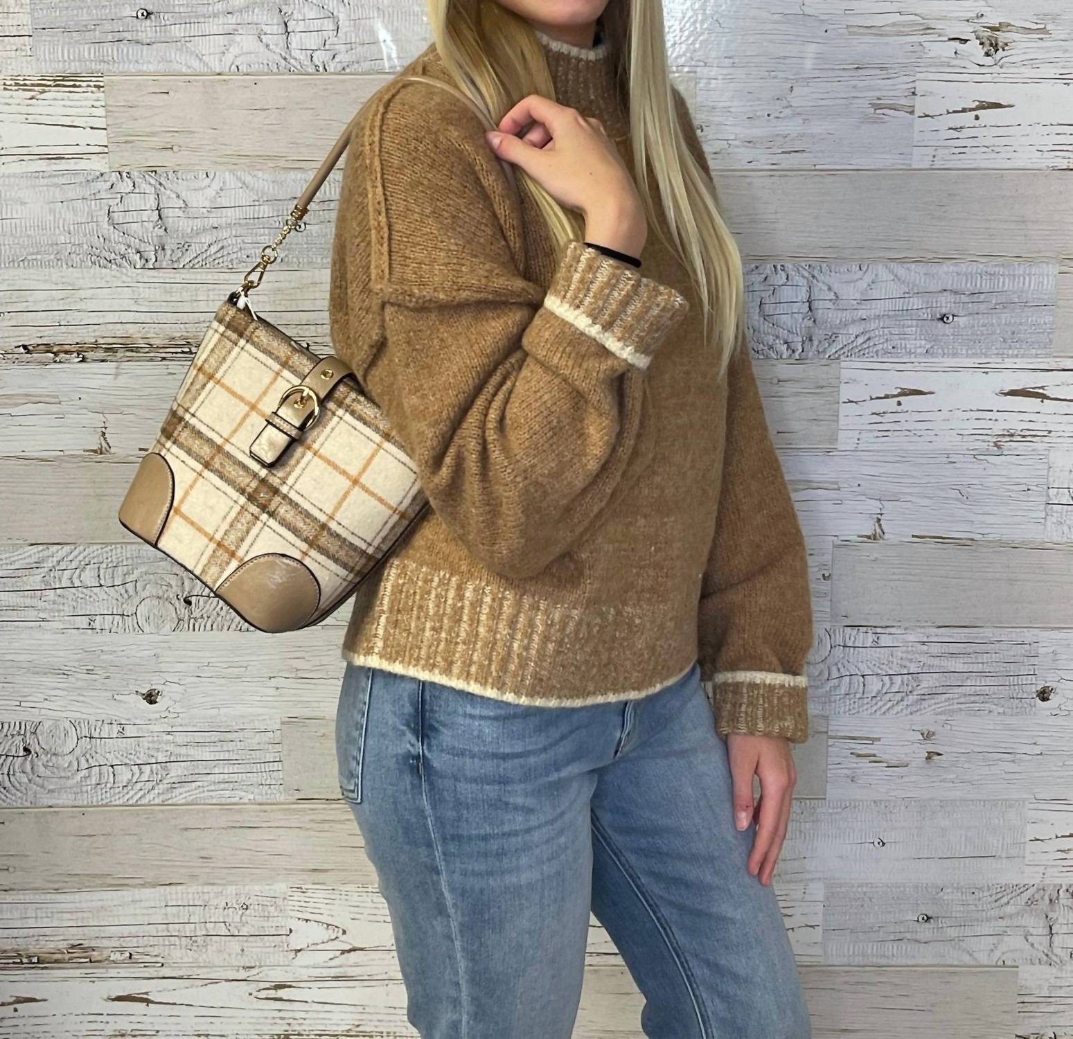 Jen & Co. - Women's Georgina Plaid Bucket Shoulder Bag