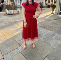 Blu Pepper - Polka Dot Chiffon Smocked Midi Dress