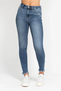 Judy Blue - High Waist Skinny Jeans With Destroy And Shark Bit Hem