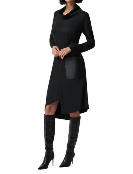 Joseph Ribkoff - Sweater Knit Dress with Faux Leather Pocket