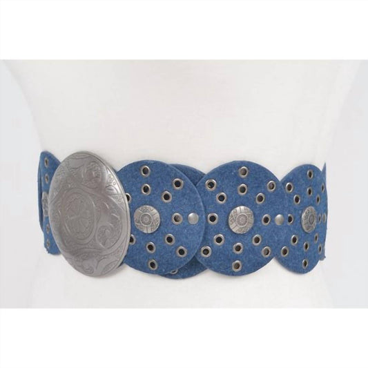 3Am By H&D Accessories - Women's Dark Denim Concho Belt