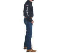 Justin Team Button Down Long Sleeve Shirt in caviar - men's shirt - alternate view
