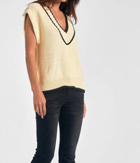 Elan - Cap Sleeve V-neck Sweater