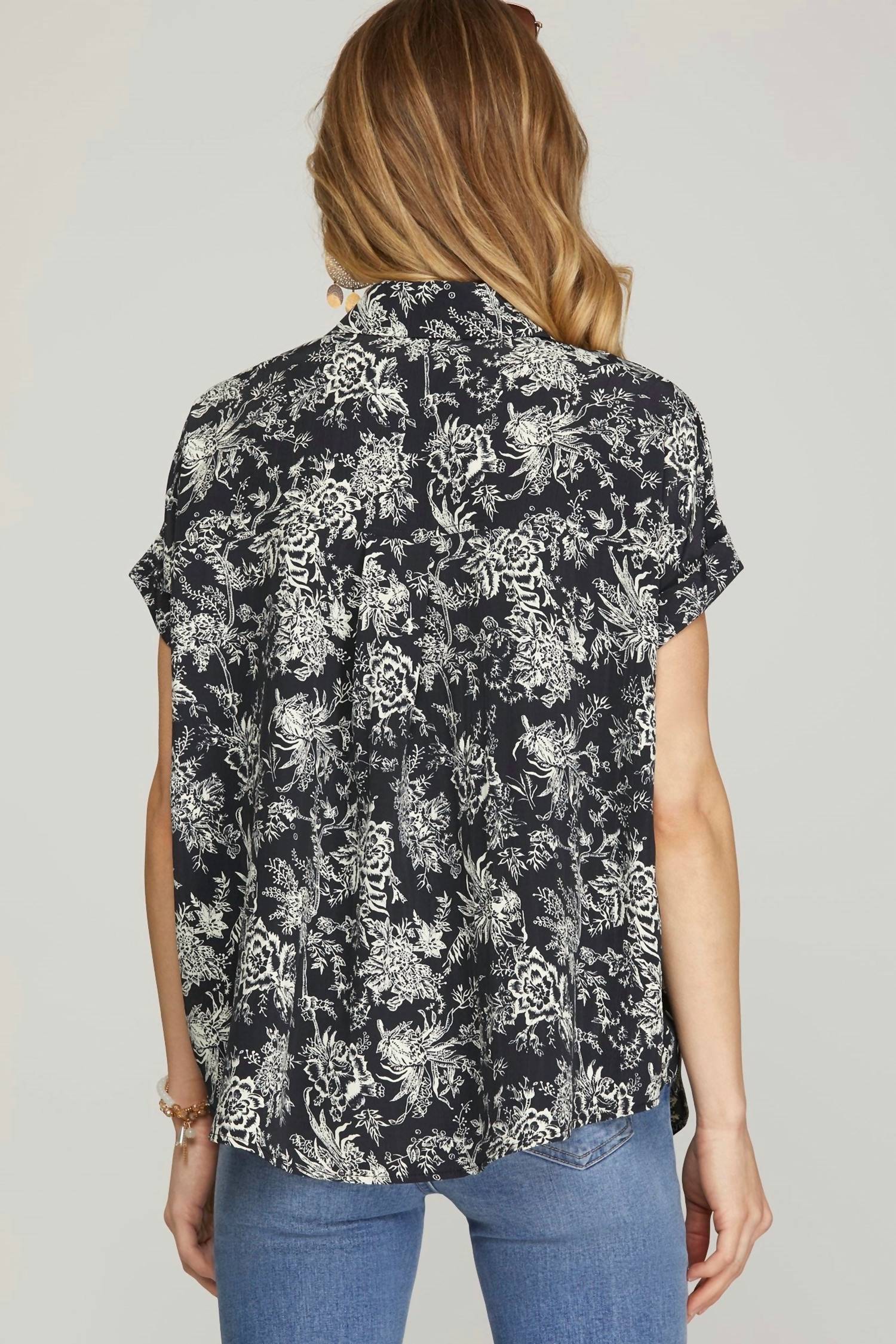 She + Sky - Cassie Drop Shoulder Printed Top