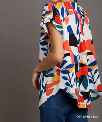 Umgee - Short Sleeved Abstract Print Top