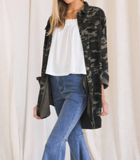 Before You - Camo Print Denim Over Shirt