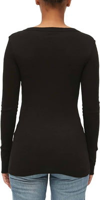 Michael Stars Sydney Crew Neck Long Sleeve Tee in black - women's long sleeve top - alternate view