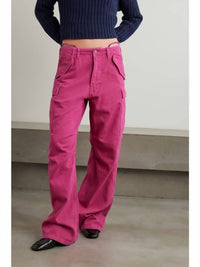 DENIMIST High Rise Boyfriend Cargo Jeans in pink - women's jeans - detail view