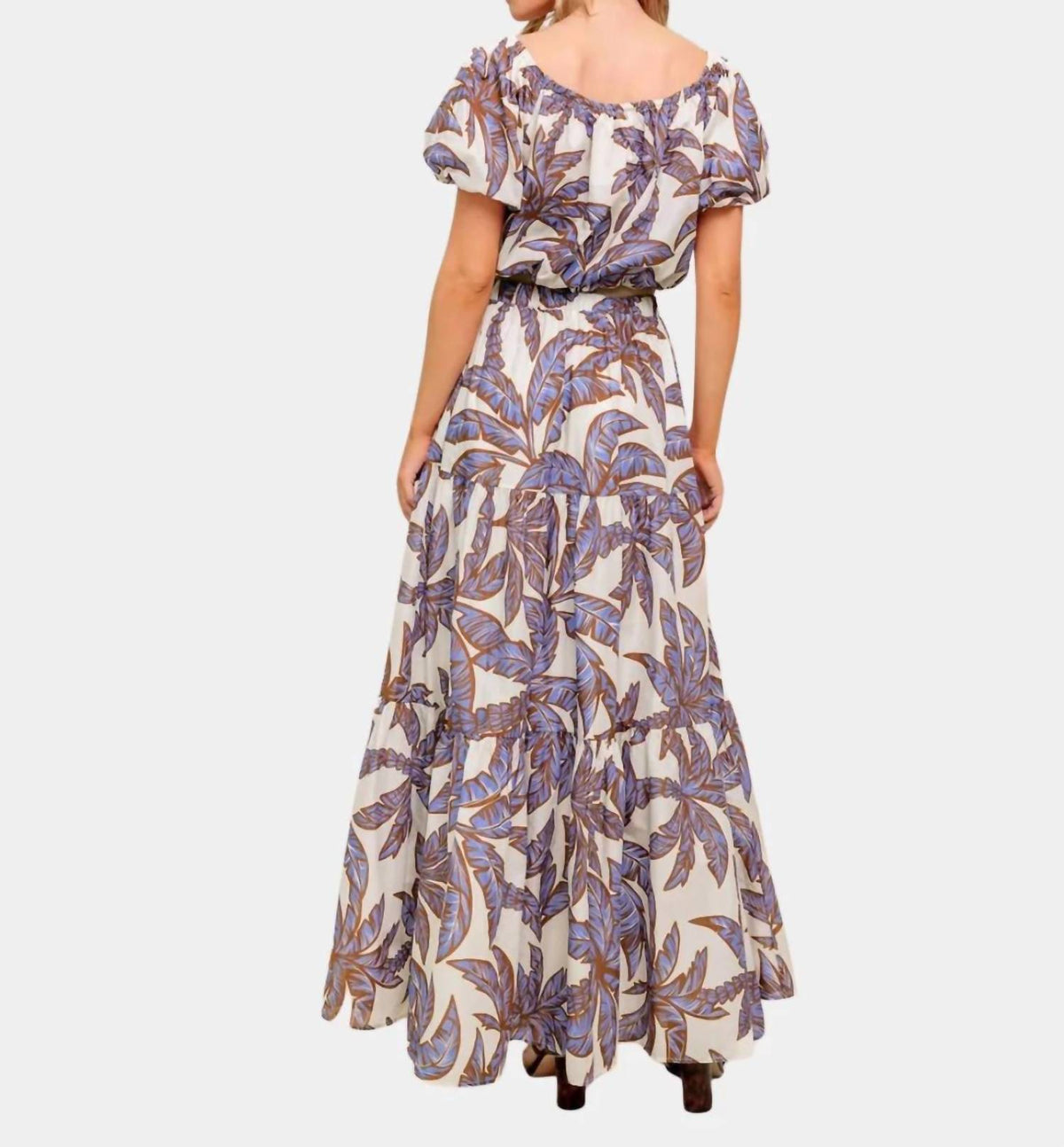 Flying Tomato - Azure Riviera Palm Tiered Maxi Skirt