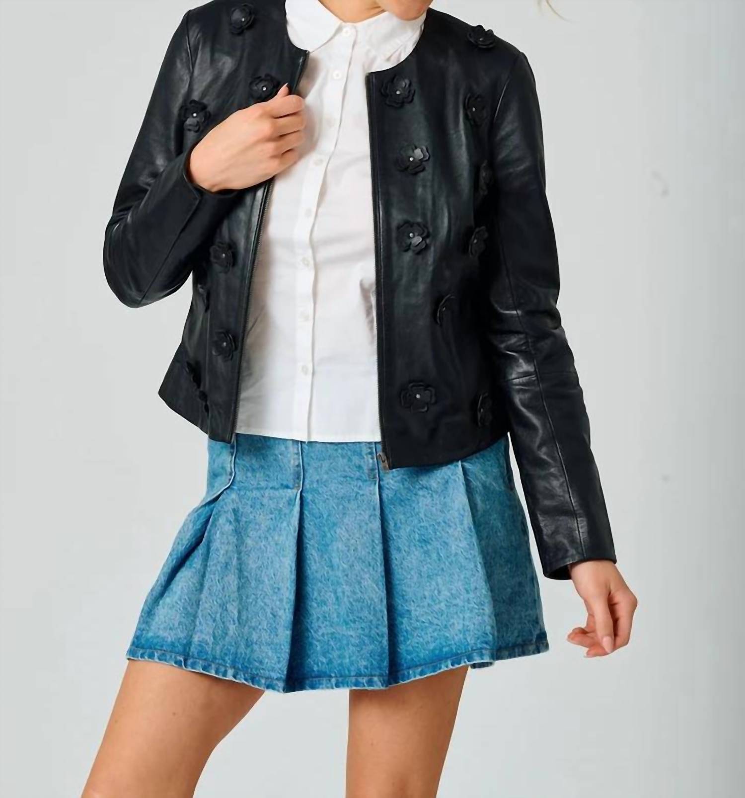 Mauritius - Flora Regular Fit Leather Jacket