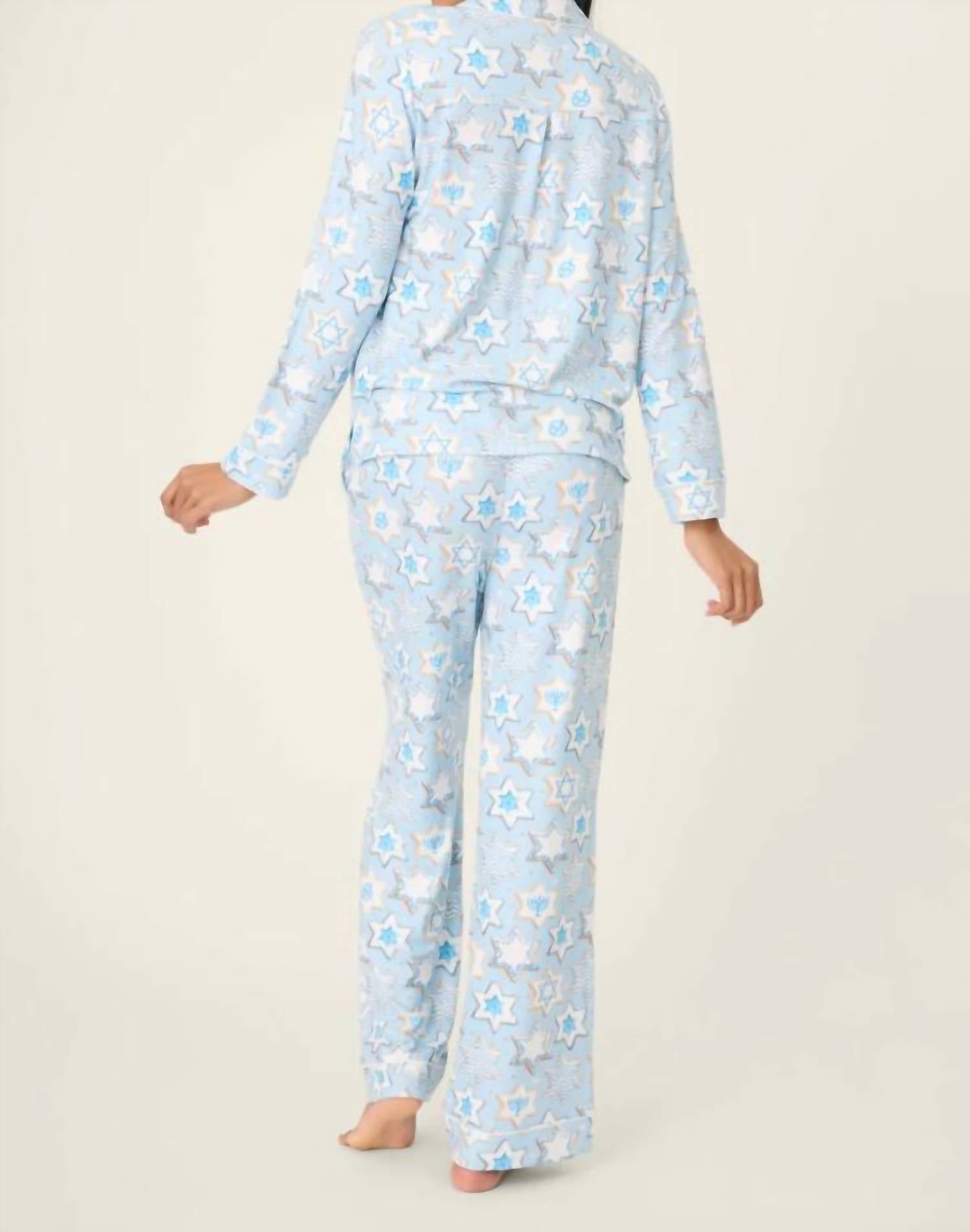 PJ Salvage You Had Me At Shalom Pajama Set in light sky - women's sleepwear - detail view