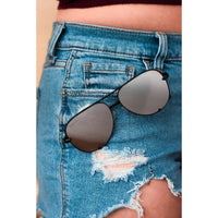 Julia Rose Women's Alex Aviator Sunglasses in black silver - women's accessory - detail view