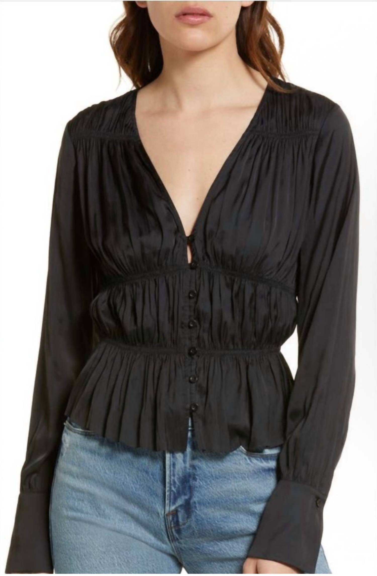 Frame - Shirred V-neck Blouse