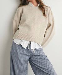 Buttermelon Tie-back Sweater in beige - women's sweater - alternate view