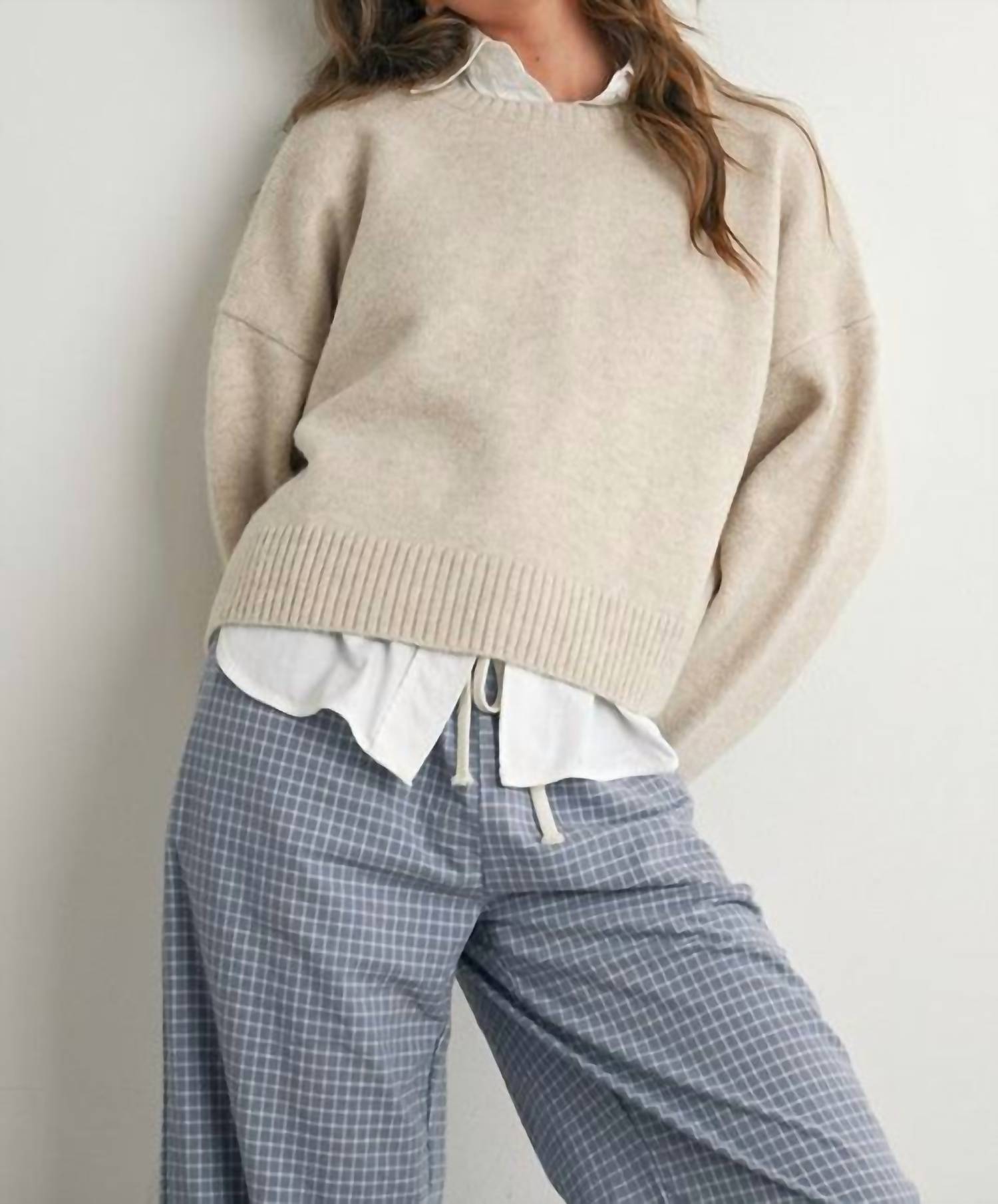 Buttermelon Tie-back Sweater in beige - women's sweater - alternate view