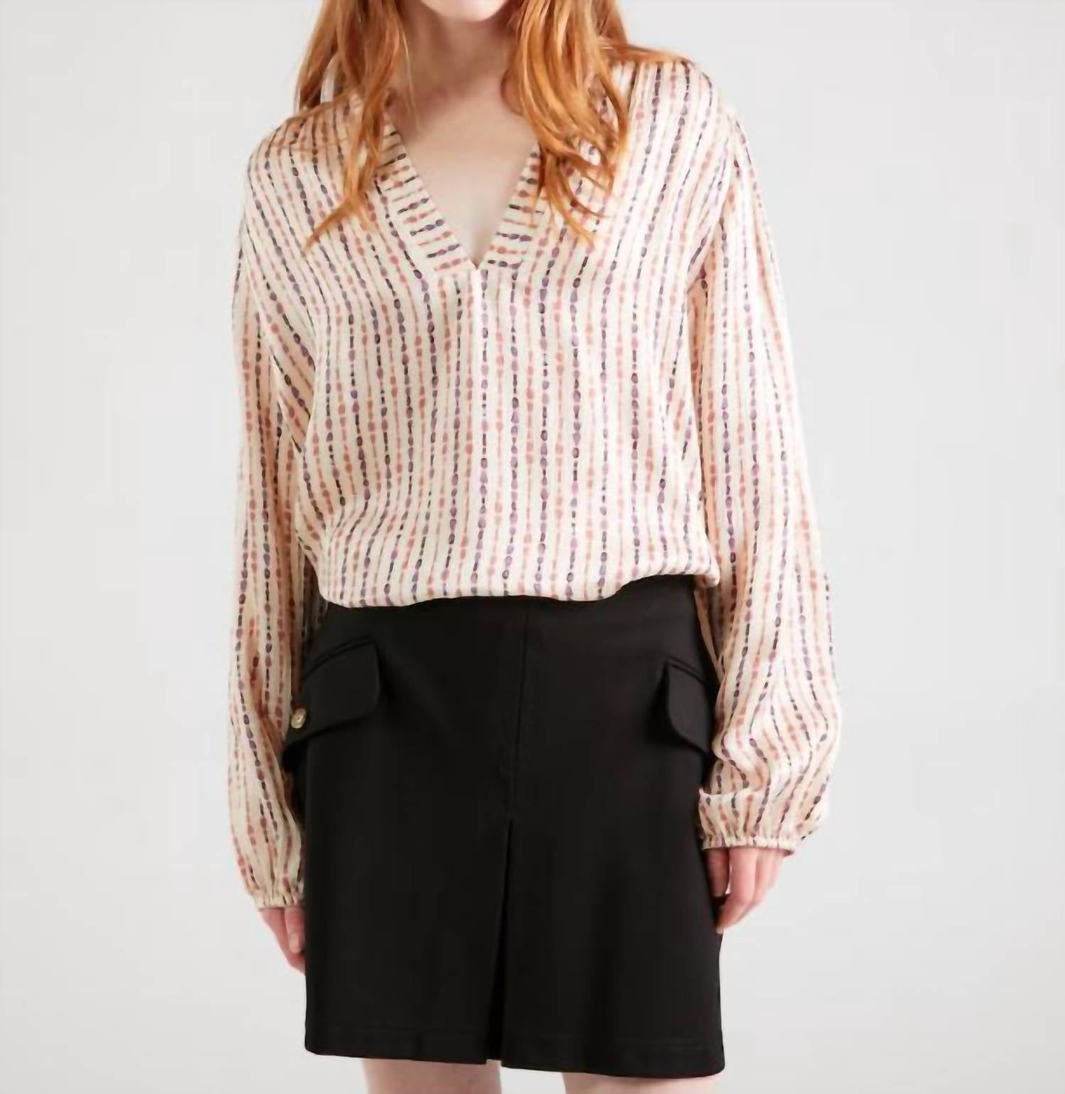 Summum - Printed Long Puffed Sleeves Blouse