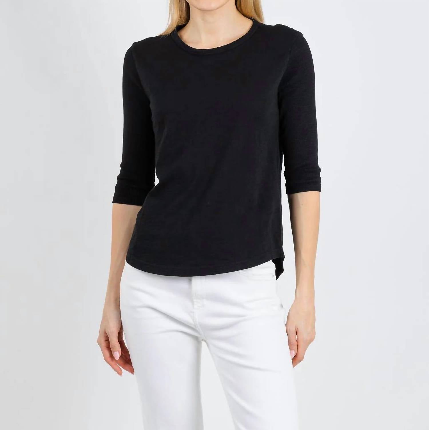 Elliott Lauren - Caroline Crewneck Tee With Rib Sleeve And Gusset