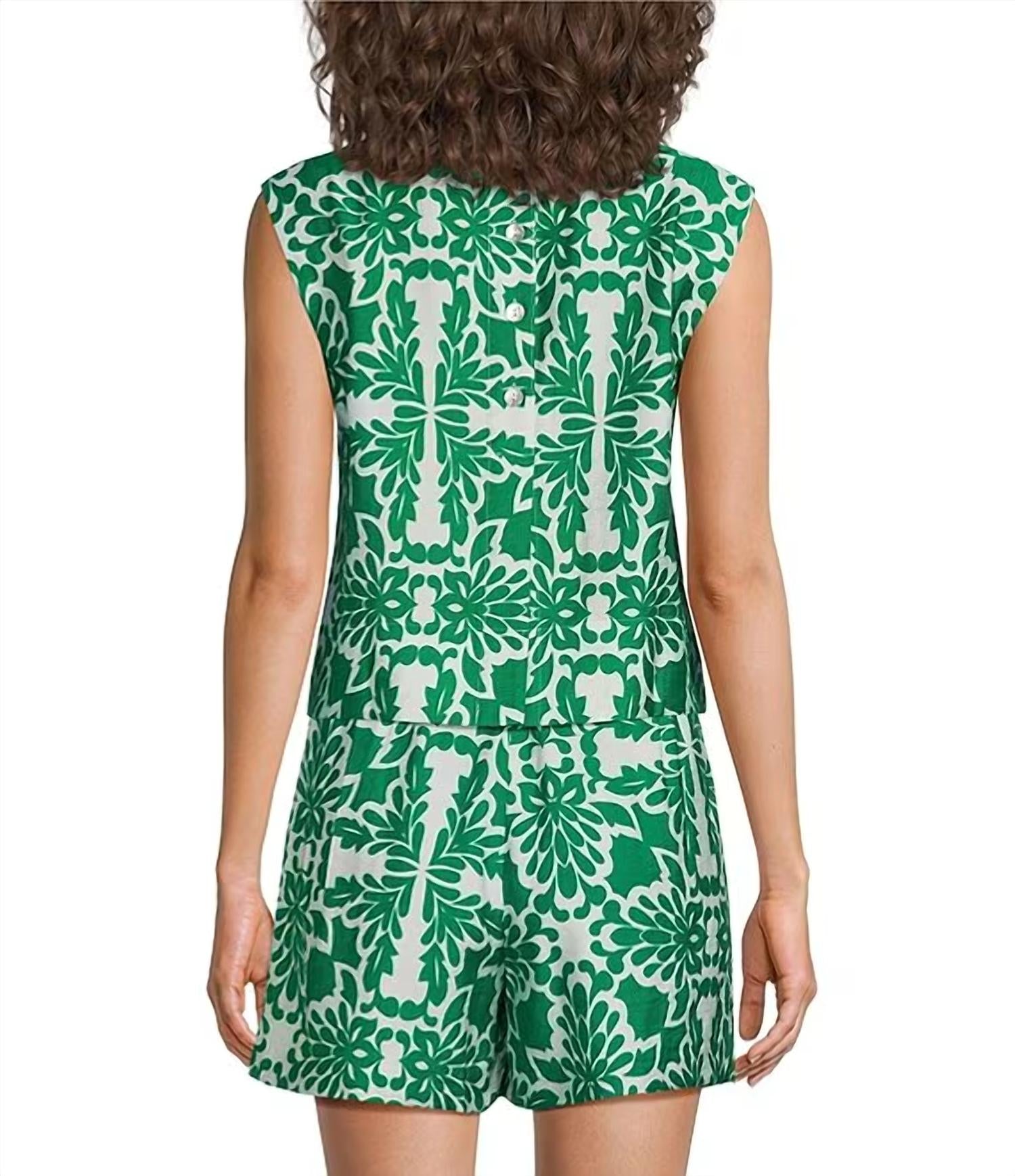 Skies Are Blue - Printed Crew Neck Sleeveless Coordinating Top