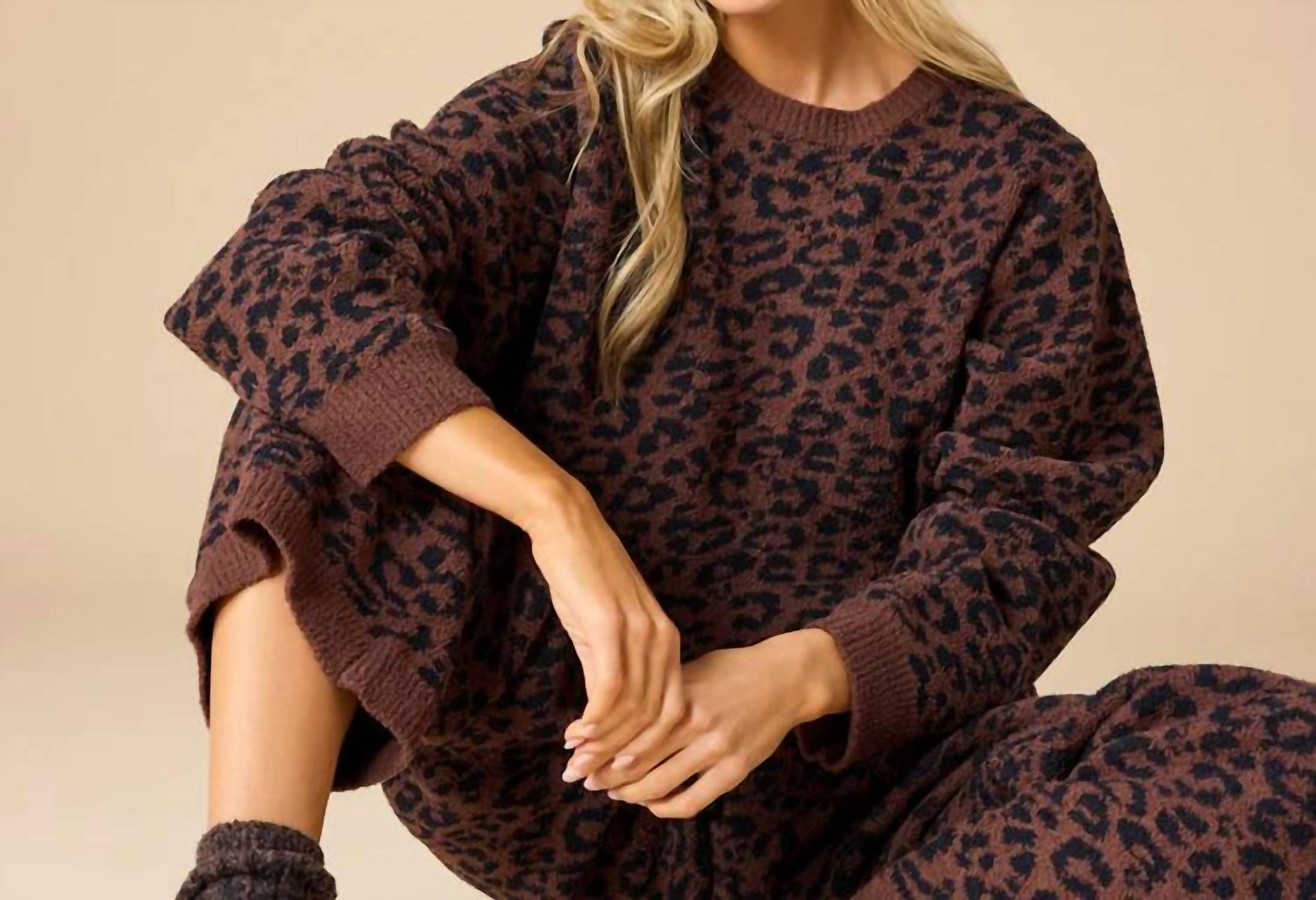 Softies - Marshmallow Leopard Print Crew Neck Lounge Set