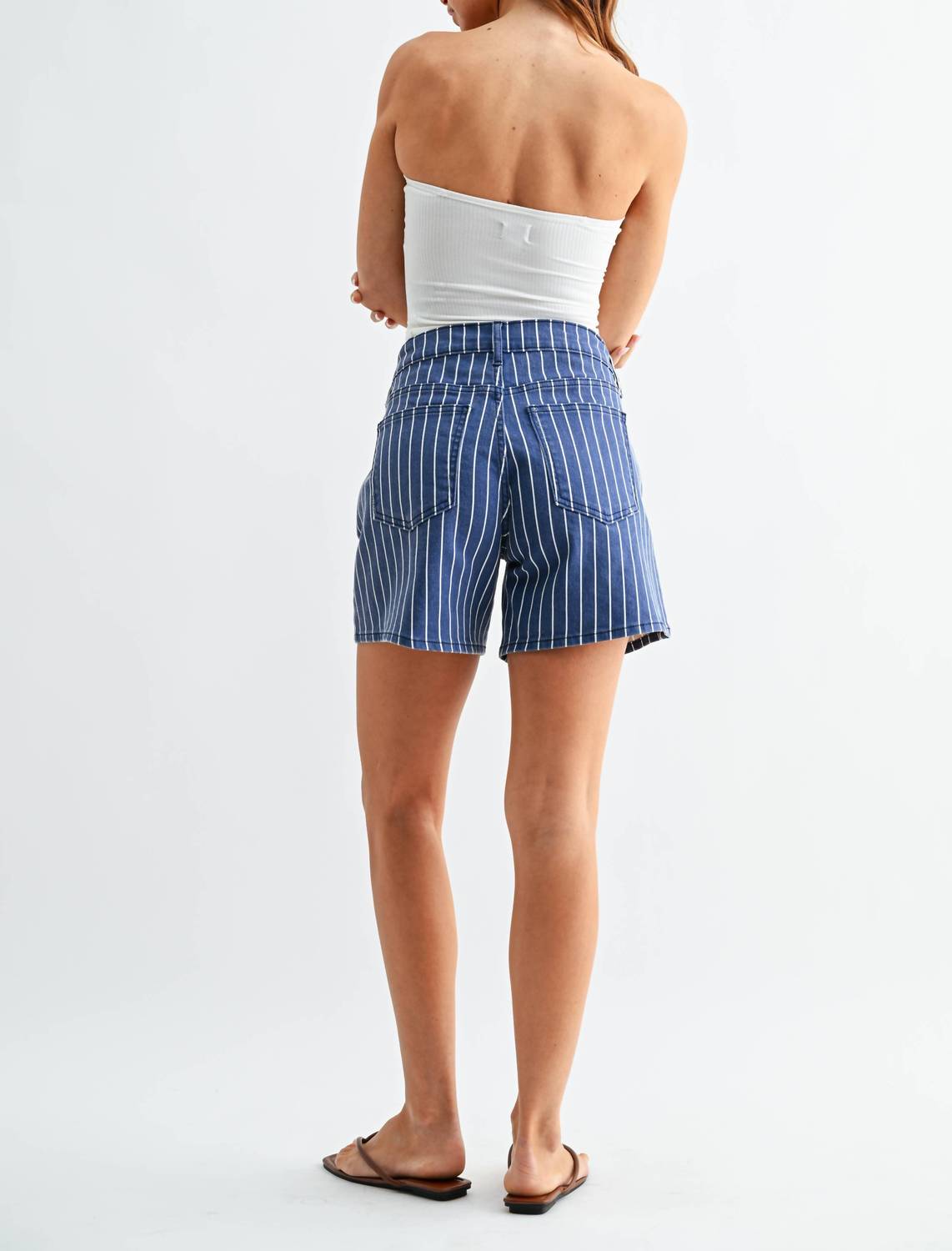 Just Black Denim - Tie Waist Stripe Shorts
