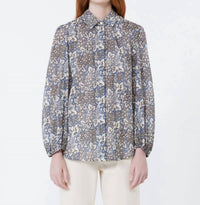 Weekend Max Mara Printed cotton voile shirt in navy - women's blouse - detail view