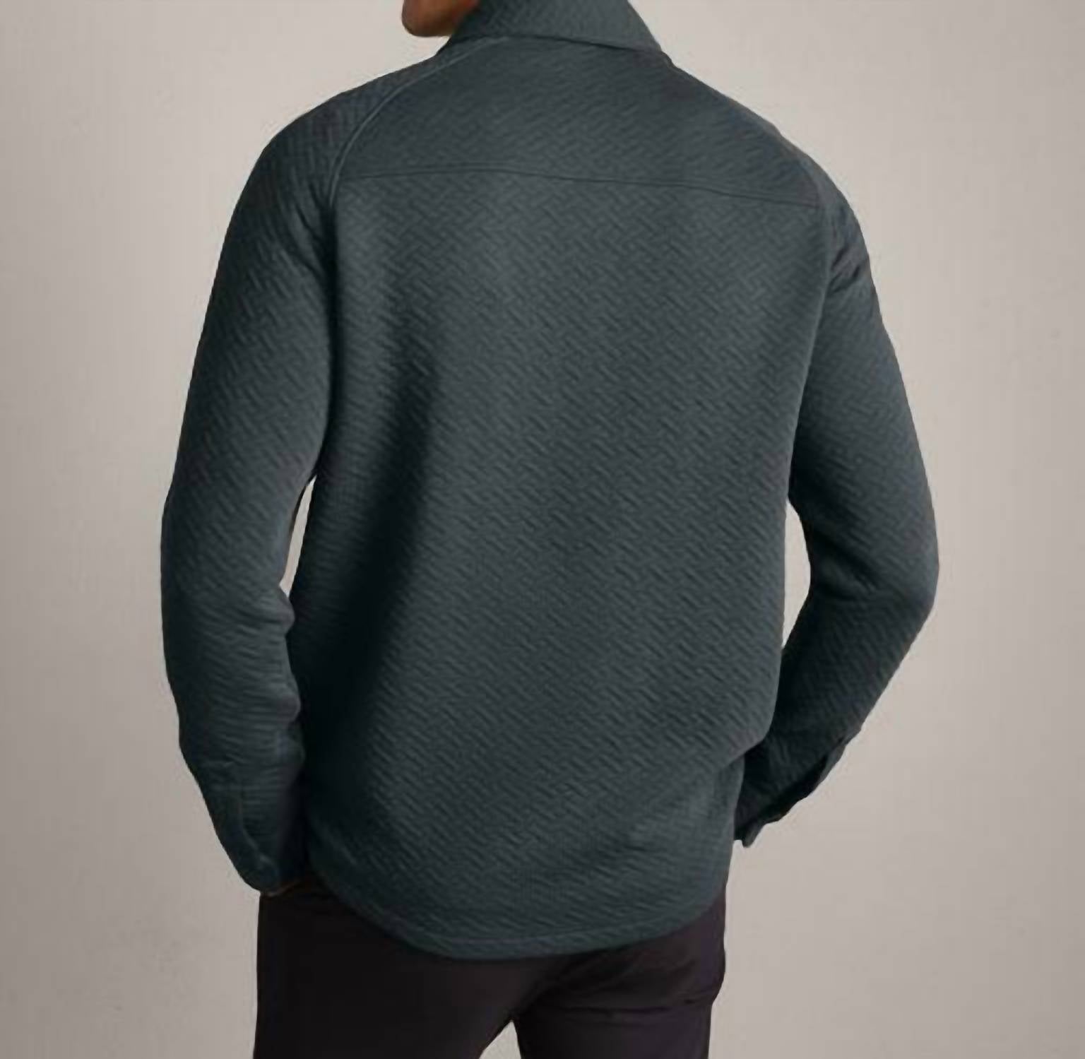 RHONE Weekender Shacket in pine grey - men's jacket - detail view