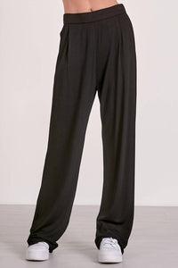 ELAN Structured Pull On Straight Leg Pants in black - women's pants