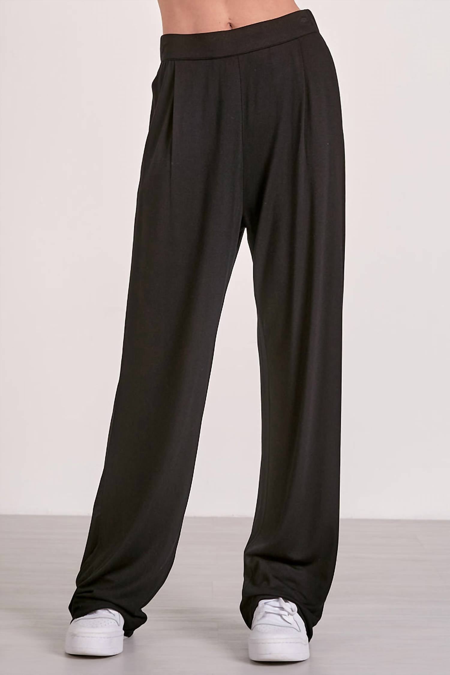 ELAN Structured Pull On Straight Leg Pants in black - women's pants