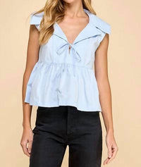 Tcec - Sleeveless Collared Peplum Hem Top