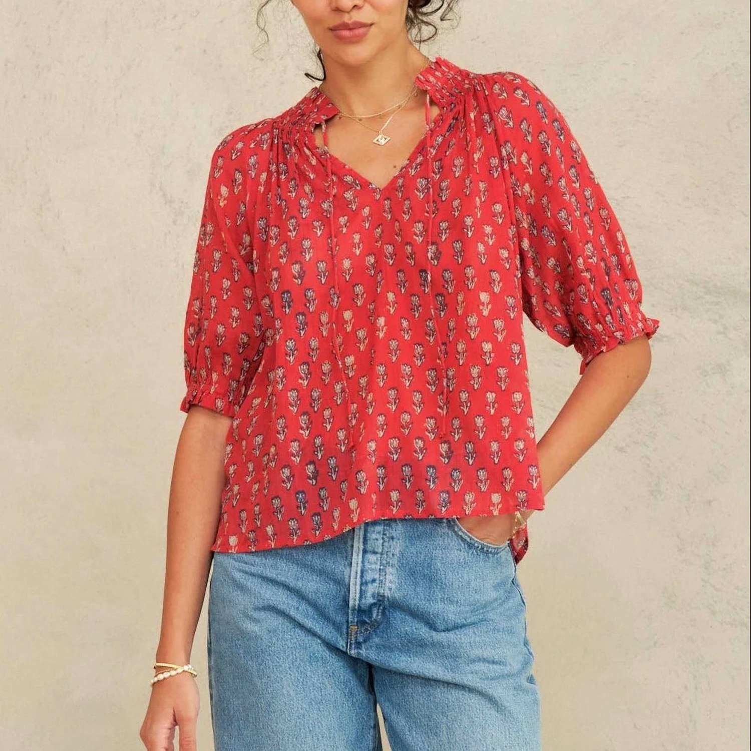 M.A.B.E. - Ari Print Short Sleeve Top