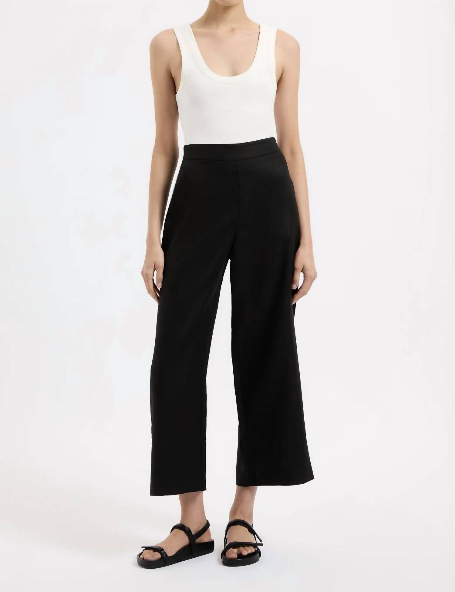 Nude Lucy Thilda Linen Culotte Pants in black - women's pants